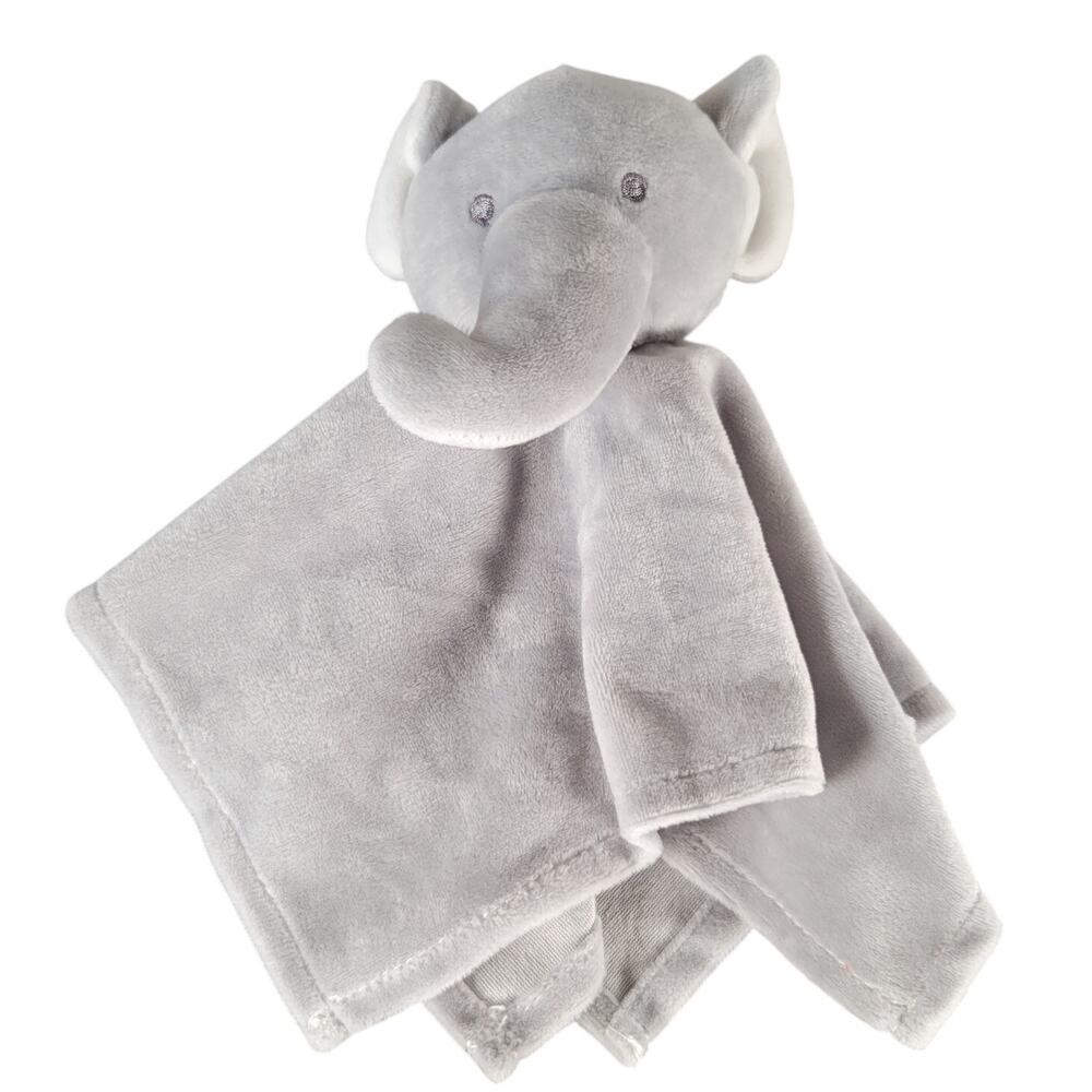 Gray Elephant Plush Lovey Security Blanket 12"x12" Soft Baby Comfort Toy